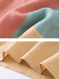 100% Linen Color-Blocked Short-Sleeved Top
