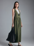 Custom-Made Plant-Dyed Linen Sleeveless Suspender Skirt